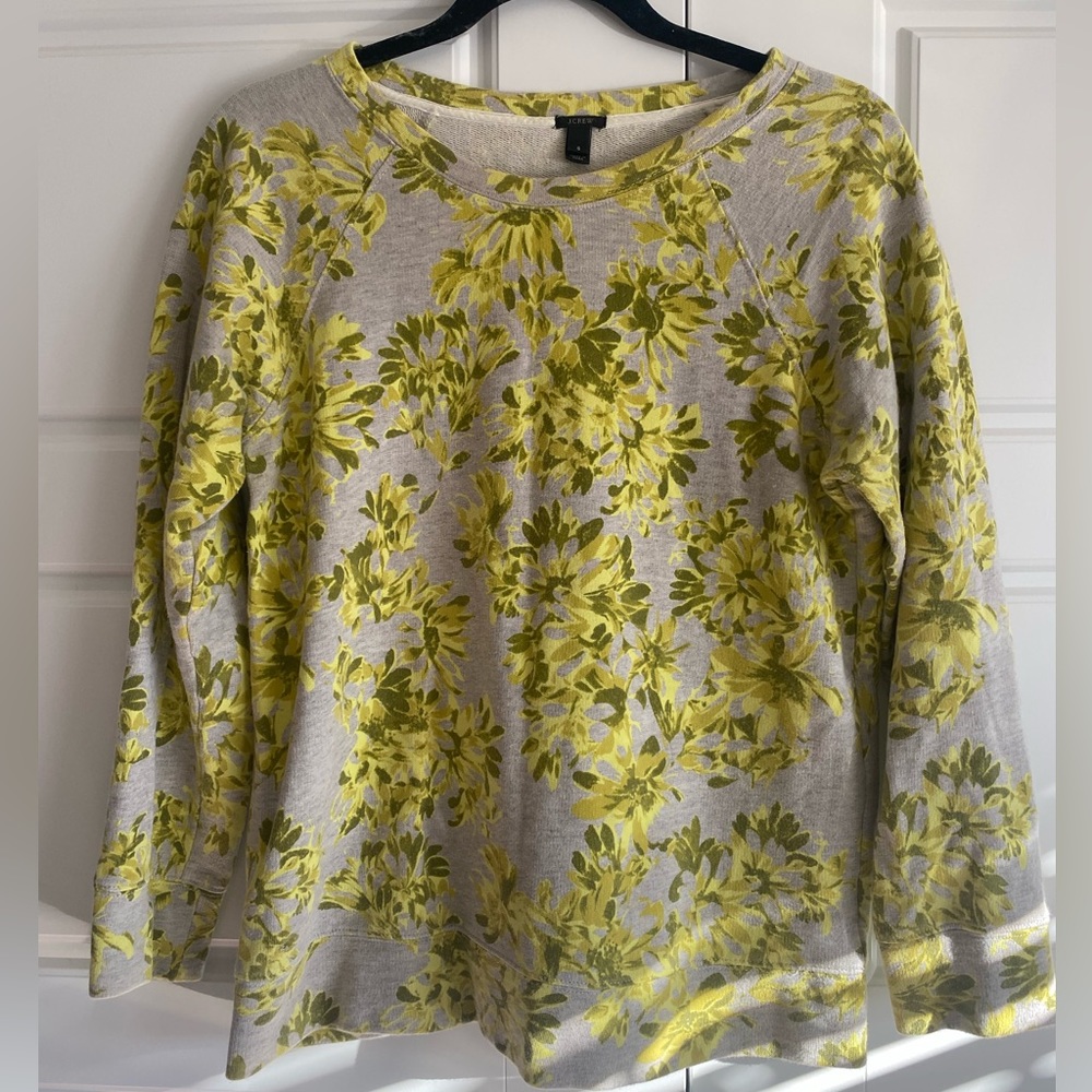 J Crew sweatshirt. Yellow floral. Size small. 100% cotton